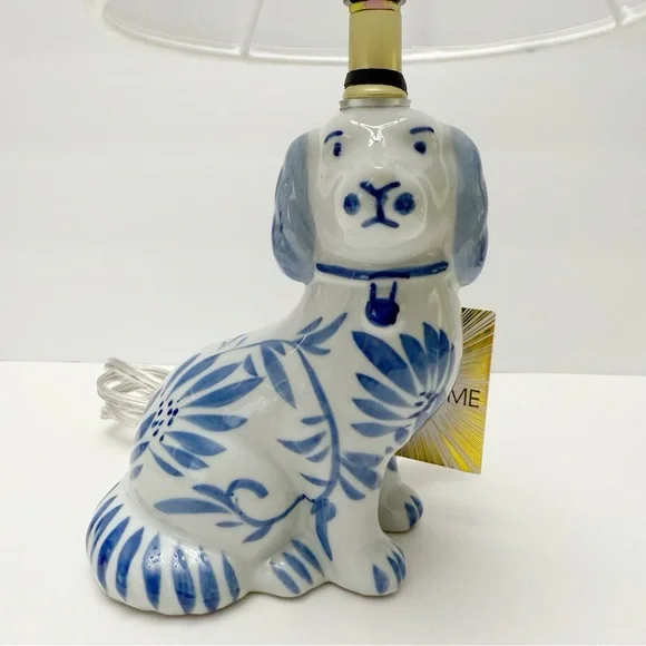 Blue Ceramic Reproduction Staffordshire Dog Figurine Mini Table Lamp NEW